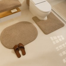 Eurobano Shaggy Oval 2'li Set Banyo Paspası 60X100-60X50 %100 Doğal Lateks Kaymaz Taban Yıkanabilir Banyo Seti
