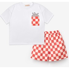 Le Mabelle Kırmızı Figürlü Dama Desenli Çocuk Tişört Şort Ikili Takım - Cleo