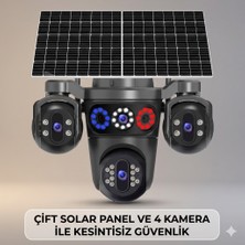 EsVision 7020 4 Kameralı 4G Çift Solar Panel 16X Zoom Dual Batarya HiEasy AOV (Sürekli Kayıt) Gece Görüş Çift Yönlü Ses  Akıllı Kamera