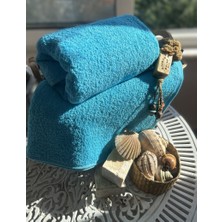Otel Tipi %100 Pamuk Turkuaz Banyo Havlusu 90X150 Ebat 600GR