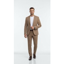 Plus Scorpion Erkek Slim Fit Mikro Dokulu Takım Elbise Çift  Düğmeli Modern Kesim