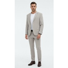 Plus Scorpion Erkek Slim Fit Mikro Dokulu Takım Elbise Çift  Düğmeli Modern Kesim