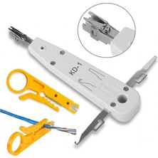 Derwell Krone Bıçağı Krone Reglet Pensesi Kep Kep RJ45 Telekom Telefon Tel Kablo Punch Ağ Araç Kiti + Kablo Soyucu Soyma Aparatı Mini Sarı 2'in'1 Network Kiti