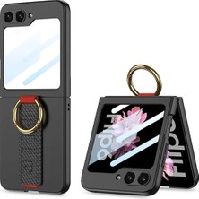 Israh Samsung Galaxy Z Flip 6 Için Uyumlu Kılıf Yüzüklü Karbon Tasarımlı Flip Ring Kıpta Kapak