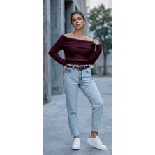 Mersi Bordo Kazak Triko Madonna Yaka