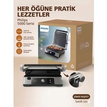 Philips 2200 Watt Gücünde 180 Derece Tam Açılabilir Çıkarılabilir Plakalı Yükseklik Ayarlı Elektrikli Izgara ve Tost Makinesi