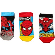 Marvel Spiderman Lisanslı Erkek Çocuk 3lü Patik Çorap