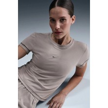 Nike Chill Knit Crop Womens Ss Crew Metal Swoosh Kadın Crop Bej
