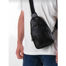 Kristal Hakiki Deri Erkek Çapraz Askılı Göğüs ve Omuz Çantası Body Bag
