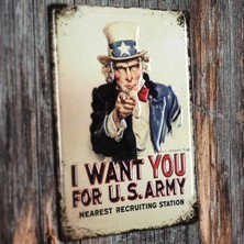 Vintage I Want You Uncle Sam Metal Plaka 20x30cm