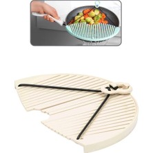 Nuveden Ieg™ Eller Serbest Silikon Tencere Süzgeci - Tüm Tencere ve Tavalarla Uyumlu Katlanabilir Süzge