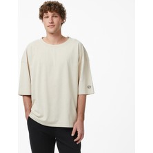 United4 Unıted4 Oversize Fit Erkek Krem T-Shirt.tas