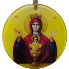 Mixperi 12 cm El Yapımı Cam Ikon Duvar Süsü - Hz. Meryem ve Isa Temalı Dekoratif Askılı Obje