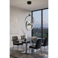 Sirius Tek Top LED Sarkıt Avize,siyah,3 Renk Yanabilen LED Avize, Modern Salon Oda LED Avize