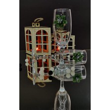 KirLinova Zarif Yeşil Çiçek Detaylı Bardak - Kahve Yanı Bardak 2 Li