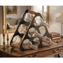 Aybi Dekor Tezgah Üstü Masa Üstü 6'lı Metal Şaraplık Standı ve Şişe Standı Siyah