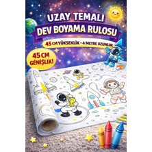 Haydi Dekor 🌌 Uzay Temalı Dev Boyama Rulosu 45 cm x 4 Metre – Çocuklar Için Eğitici ve Eğlenceli Aktivite Kağıdı | Astronot, Gezegenler, Roketler Boyama Seti