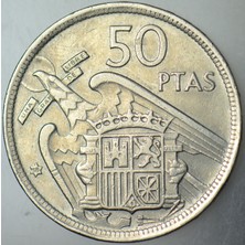 Banknoting Ispanya 50 Peseta 1957 (58) Una Grande Lıbre. 30 Mm. Franco Dönemi.