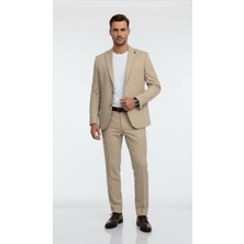 Plus Scorpion Erkek Slim Fit Mikro Dokulu Takım Elbise Çift  Düğmeli Modern Kesim