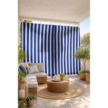 Kuzenler Perde MAVİ BEYAZ BRANDA BALKON PERDESİ