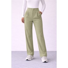 Line Kadın Likralı Cırt Kapama Siyah Palazzo Pantolon