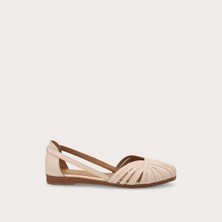 Kadın Sandalet 03M4 Frau Leather Caged Ballet Flats Wıth Thın Straps