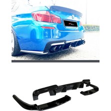 Bmw F10 5 Serisi Difüzör Vorstainer 3 Parça Kulaklı Sağ Sol Çıkışlı Parlak Siyah Plastik Uyumlu