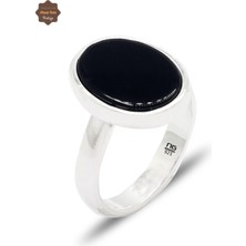 Midyat Nurtaş Gümüş Oniks Taşlı Sade Oval Model 925 Ayar Gümüş Erkek Yüzük 201025449