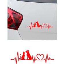 Mıgnatıs Kedi Köpek Dostluk Sticker - Evcil Hayvan Aşkı Oto Sticker - Araba Laptop Sticker Çıkartma 20X6CM