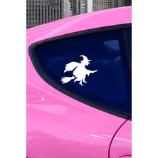 Mıgnatıs Uçan Cadı Sticker - Cadı Figürlü Araç Sticker - Araba Motor Sticker Etiket 15X12CM
