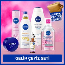 Nivea Gelin Çeyiz Seti,kadın Deodorant, Duş Jeli, Makyaj Temizleme Suyu, Serum, Losyon, Krem,çanta Hediye