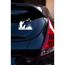 Mıgnatıs Avcı Sticker – Kuş ve Köpek Figürlü Sticker - Araba Motor Oto Sticker 15X13CM