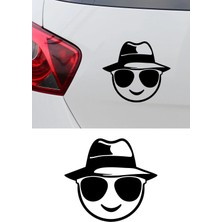 Mıgnatıs Gözlüklü Emoji Araç Sticker - Emoji Figürlü Motor Oto Sticker 15X13CM