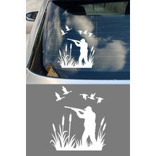 Mıgnatıs Avcı Araba Stickerı - Doğa ve Kuş Avı Temalı Tasarım - Araba Motor Oto Sticker 15X13CM