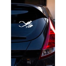 Mıgnatıs Dalgıç Temalı Oto Stickerı - Balık ve Dalgıç Figürlü Çıkartma - Araba Motor Sticker 15X8CM