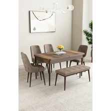 Asaella Mobilya Clara Barok Desen 80X132 Açılabilir Mdf Masa Yemek Odası Takımı,mutfak Takımı 6 Adet Sandalye