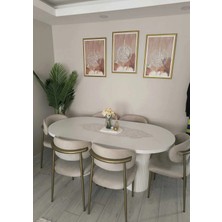 Asaella Mobilya Terra Stil 6 Kişilik Metal Ayaklı Mutfak ve Yemek Masası Takımı