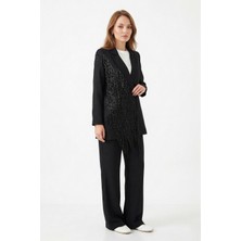 Lale Butik Boncuk Püsküllü Ecxlusive Pantolonlu Takım 15268 Siyah