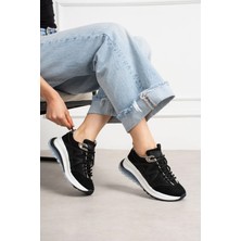 Shoetek Susanne Kadın Sneakers  Bağcıklı Spor Ayakkabı Siyah Süet