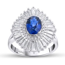 Makdis Pırlanta 2.95 Karat Baget Safir Pırlanta Yüzük