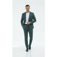 Plus Scorpion Erkek Slim Fit Mikro Dokulu Takım Elbise Çift  Düğmeli Modern Kesim
