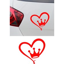 Mıgnatıs Kalp Taç Sticker - Kalp Oto Sticker - Araba Motor Kask Sticker 15X14CM