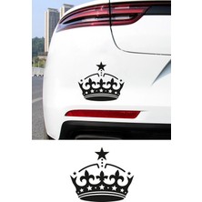 Mıgnatıs Yıldızlı Taç Oto Sticker - Araç Cam Sticker - Yıldız Detaylı Taç Sticker 15X13CM