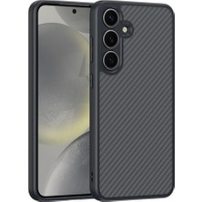 Israh Samsung Galaxy S25 Plus Için Uyumlu Kılıf M-Safe Şarj Özellikli Karbon Fiber Tasarımlı Elnino Kapak