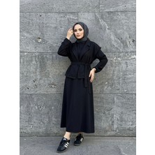 Miostil Yelekli Ikili Elbise-Siyah