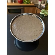 MyBru Paslanmaz Çelik Delikli Pizza Fırın Tepsisi Lahmacun Fırın Tepsisi 28 cm