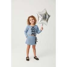 Le Mabelle Mavi Fiyonk Detaylı Kız Çocuk Etek Ceket Takım - Silvana