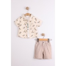 Joy Kids Erkek Bebek Üst Müslin Alt Keten Takım (9-24AY) (Bej)