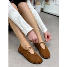 Erva'nın Butiği Taba Süet (Tinky) Bağlama Detay Kadın Günlük Ayakkabı