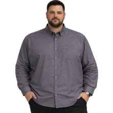 Battal Moda Battalmoda Erkek Büyük Beden Siyah Uzun Kollu Gömlek 3xl-4xl-5xl-6xl-7xl-8xl